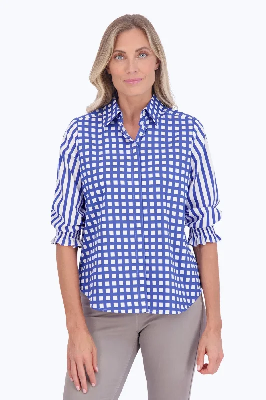 Exquisite Fabrics Olivia No Iron Gingham Stripe Combo Shirt