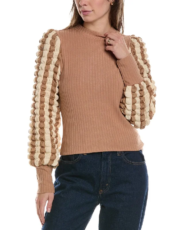 Comfortable And Casual MEIVEN Puckered Puff Sleeve Top