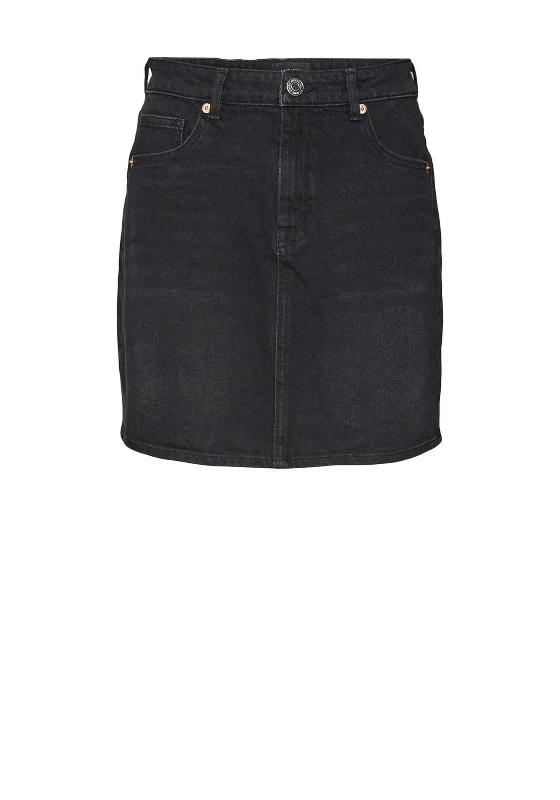 Slightly Flared Design Vero Moda Tessa Mini A-Line Denim Skirt, Black Denim