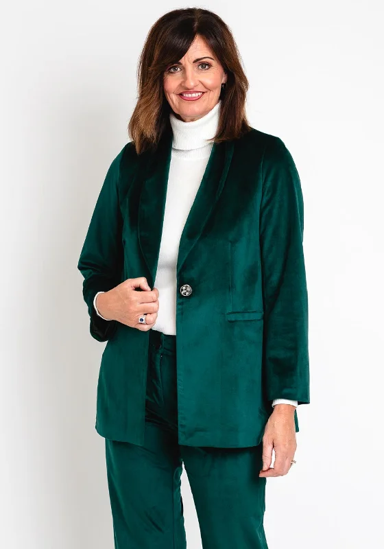 Lazy Home Camelot Velour Shawl Lapel Blazer, Forest Green