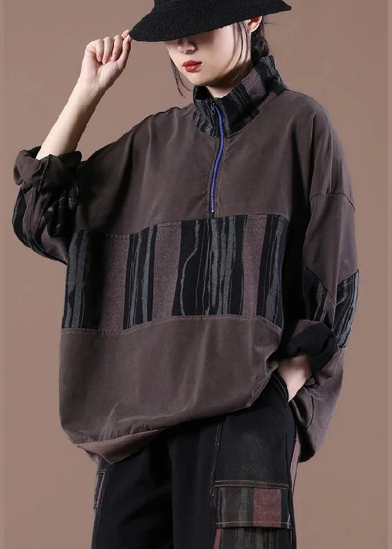 Comfortable And Cold-proof Women Casual Spring Loose Crane Chocolate Tops