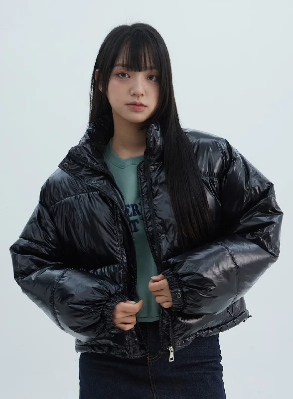 High-end Design Metallic Crop Puffer Jacket ON310