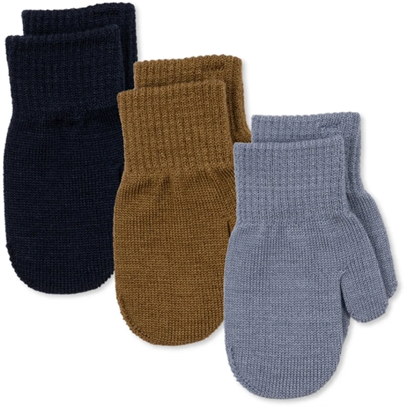 Versatile Items Konges Sløjd Shitake/Stormy/Naval 3-Pak Filla Mittens