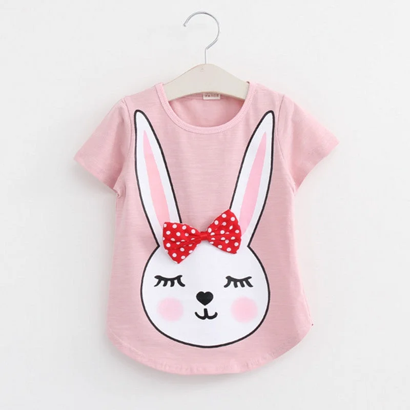 Lively And Youthful Baby T Shirts for girls Cotton Short Sleeve Rabbit cartoon Print Tees Spring Kids cute Tops Girl T-shirt