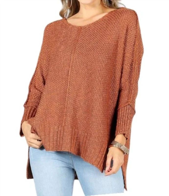 Playful Style Marley Oversized Sweater In Rust