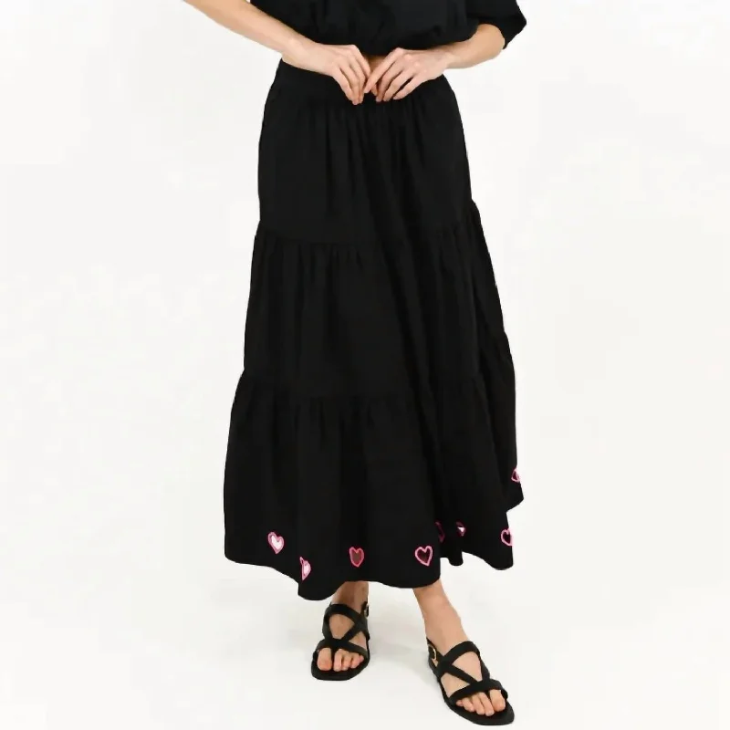 Elegant And Charming Gabrielle Maxi Skirt Hearts In Black