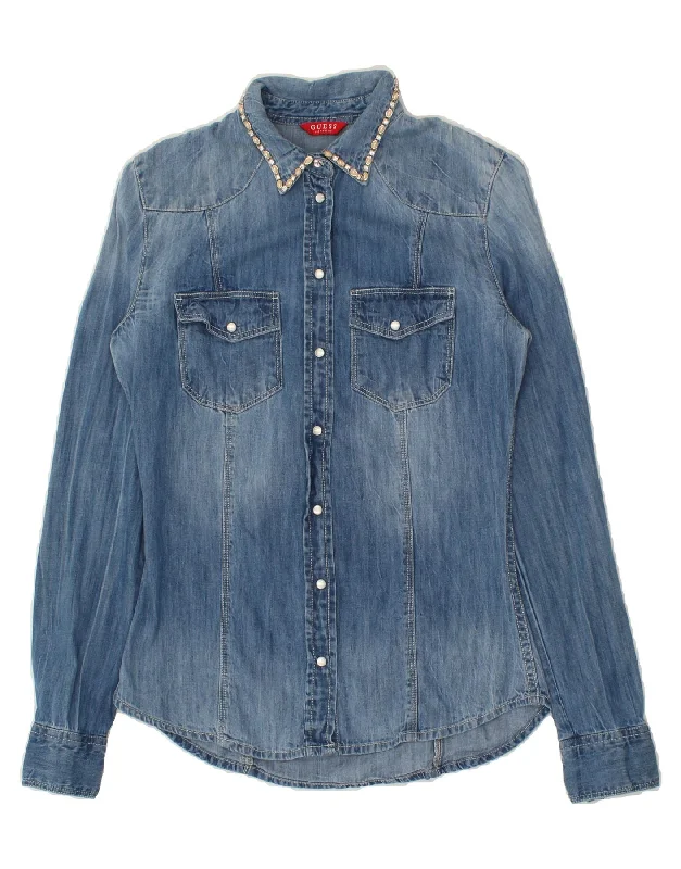 Sweet Style GUESS Womens Denim Shirt UK 6 XS Blue Cotton