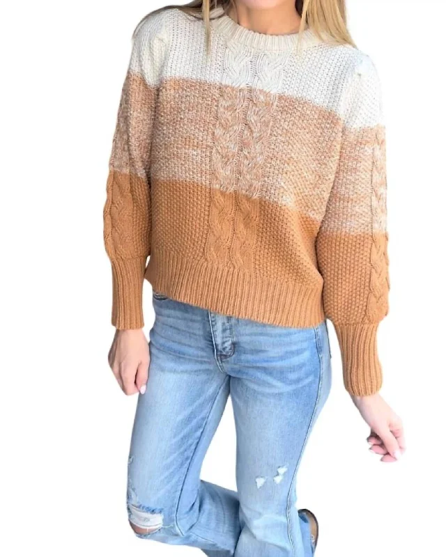 Street Charm Ombre Sweater In Camel