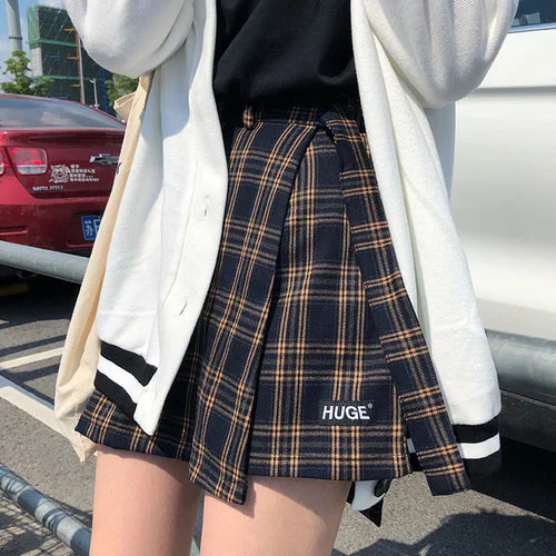 Fresh And Natural Casual Basic Fashion All Match Plaid Vintage Irregular High Waist College Wind 2018 New Fashion Female Women Mini Skirts