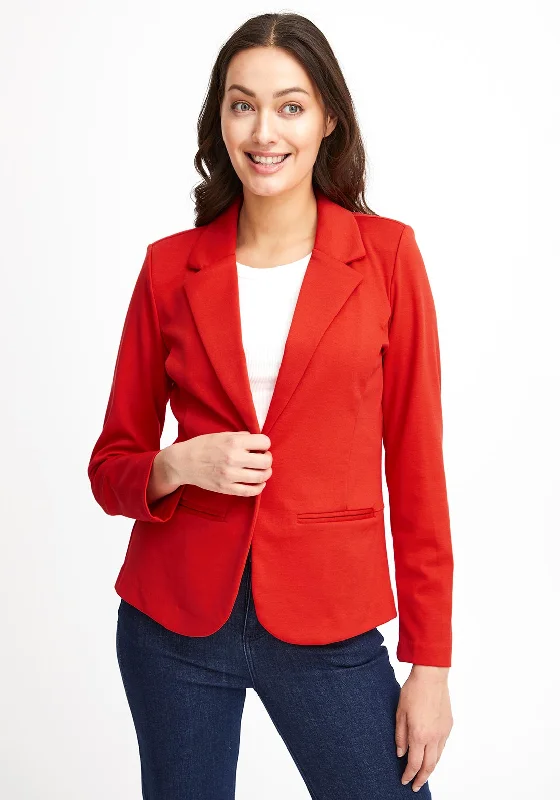 Lazy Style Fransa Jersey Blazer Jacket, Red Alert