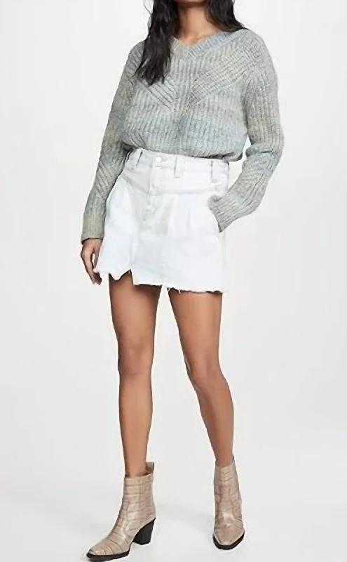 European And American Style Sidecar Denim Skirt In Clay White