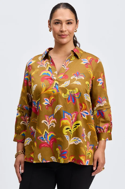 Carefree Frankie Plus No Iron Stylized Floral Popover