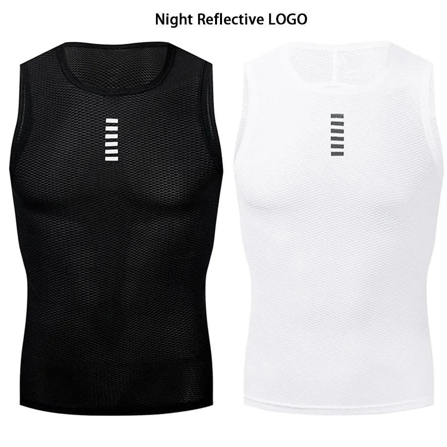 High-end Fabrics Cycling Underwear Sport Base Layer White Cycling Jersey Reflective Vest Men Undershirt Quick Dry Elastici Vest Road Bike Jersey