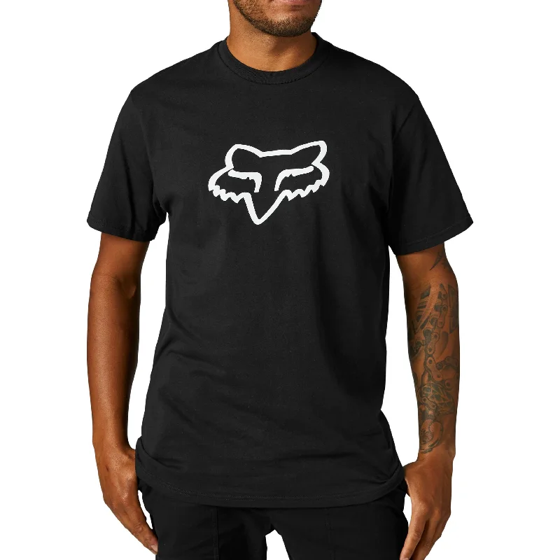 European And American Style Fox Legacy Fox Head Premium Mens Short Sleeve Top - Black