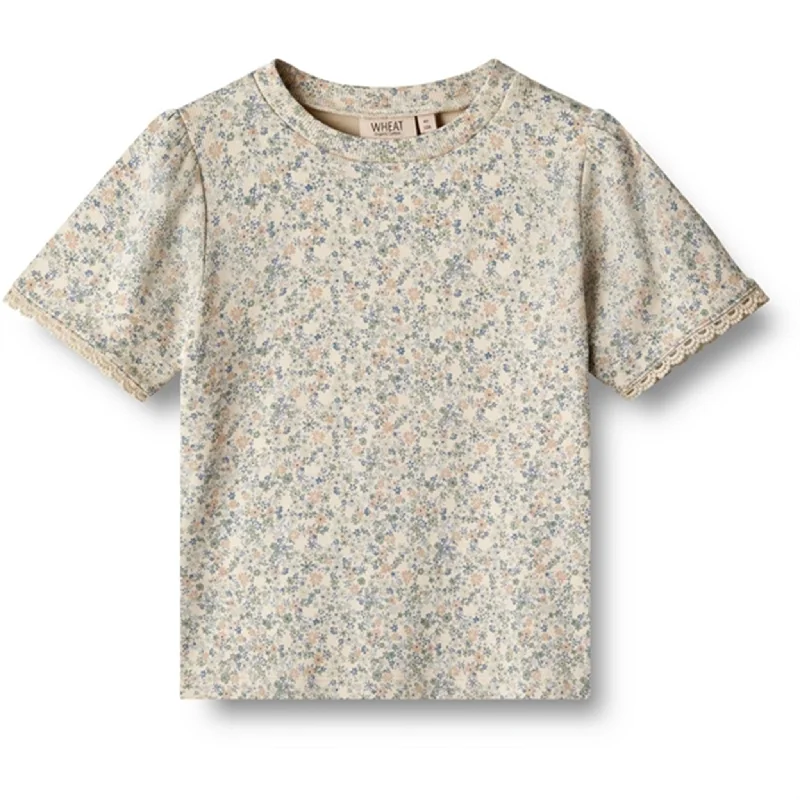 Double-sided Wear Wheat Sandshell Mini Flowers T-shirt Iris