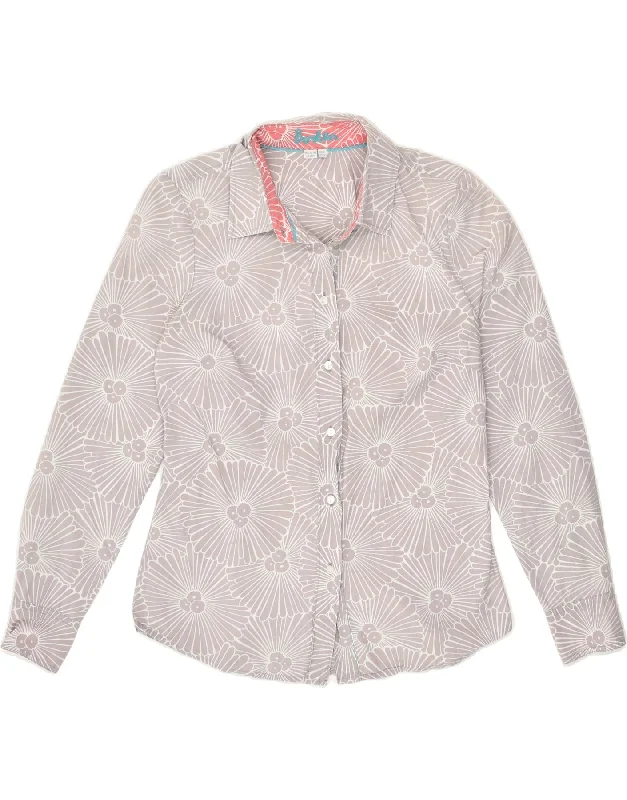 High-end Fabrics BODEN Womens Shirt UK 10 Small Grey Floral Cotton