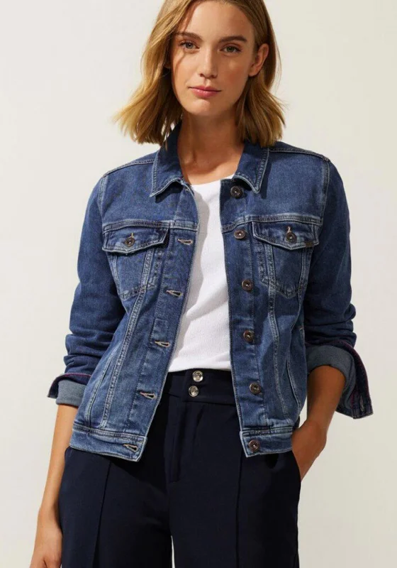 Elegant Temperament Street One Light Denim Jacket, Blue