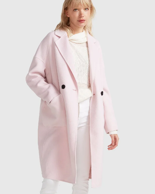 Diamond Series Publisher Double-Breasted Wool Blend Coat - Pale Pink