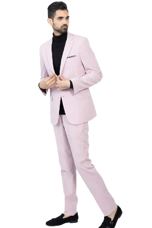 Comfortable Design Paul Lorenzo 1969 Pale Mauve Solid Slim Fit Suit (2-Piece Set)