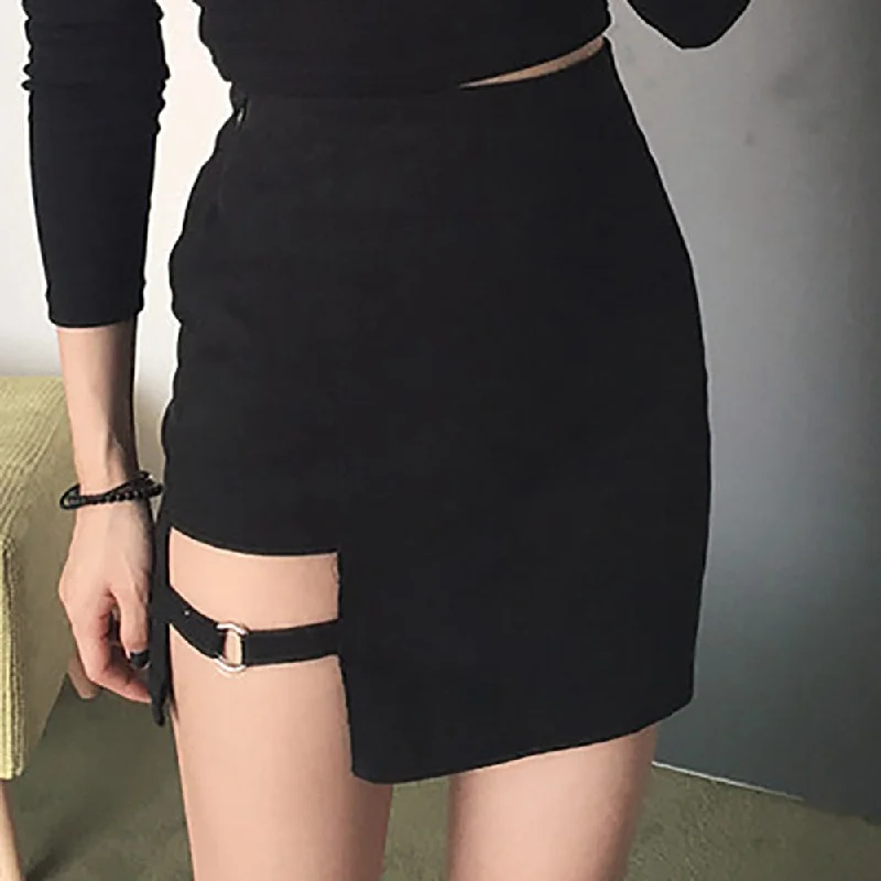 Loose Fit Korean Style Black Hip Skirts Irregular Micro Mini Skirt Mini Skirt Summer Fashion Saia High Waist Faldas Mujer