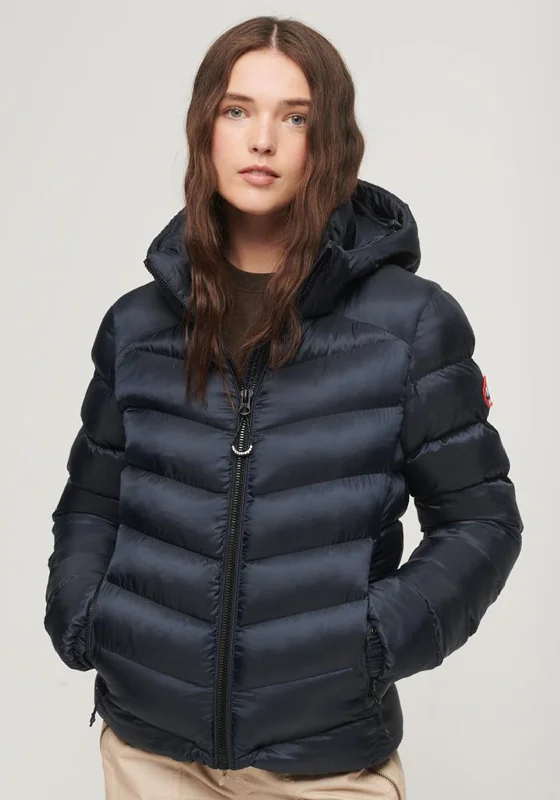 Outdoor Trend Superdry Womens  Fuji Hooded Padded Jacket, Eclipse Navy