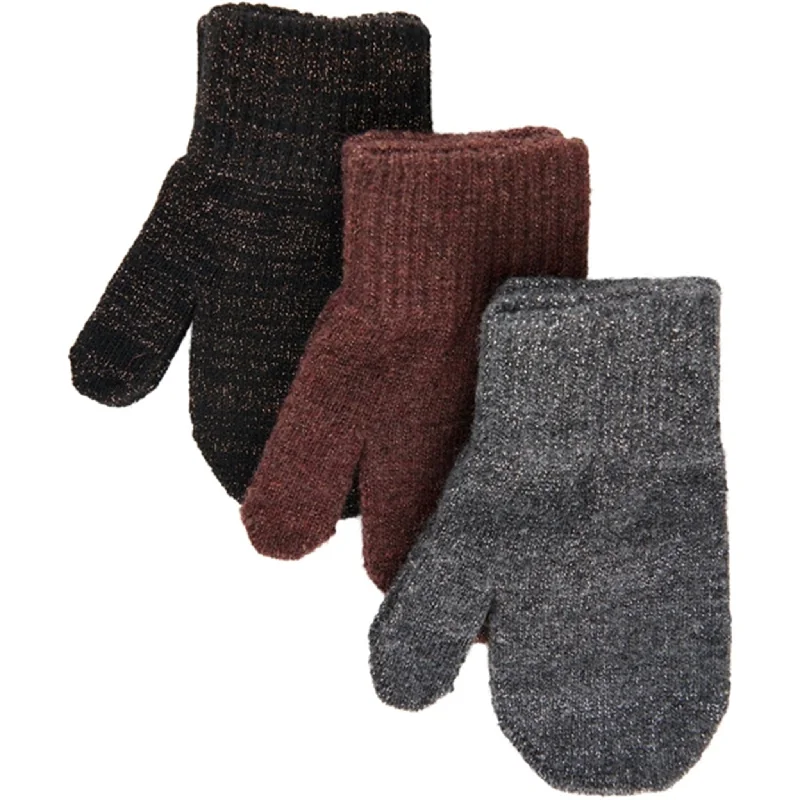 Casual And Comfortable Mikk-Line Magic Mittens 3-pack Dark Mink-Black-Antrazite