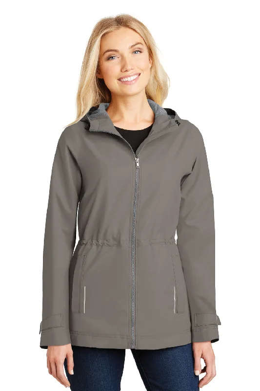 Luxury And Elegant Port Authority Womens Northwest Slicker Waterproof Full Zip Hooded Jacket - Northern Grey