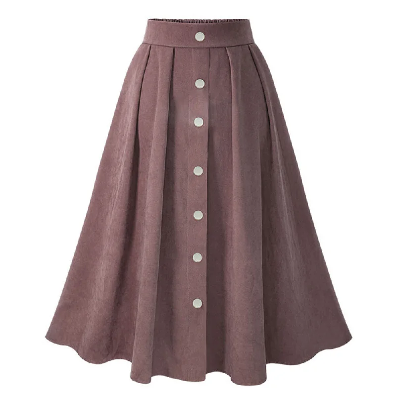 Warm And Comfortable Dark Pink High Waist Elastic Waist Women Skirts for Four Seasons