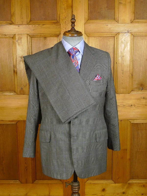 Dessert Matching 24/0506 immaculate vintage 1998 major sw6 bespoke grey / blue prince of wales check 3-piece worsted suit 41 short