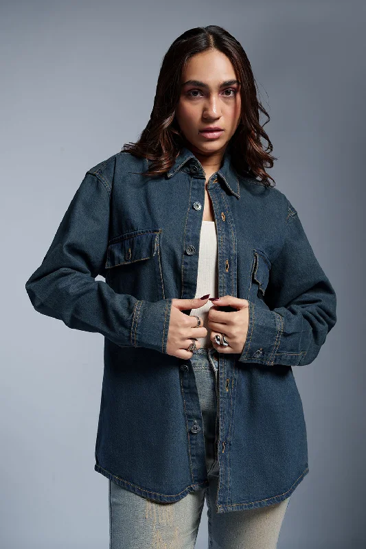 Luxury And Elegant Cosmo Blue Women's Denim Jacket