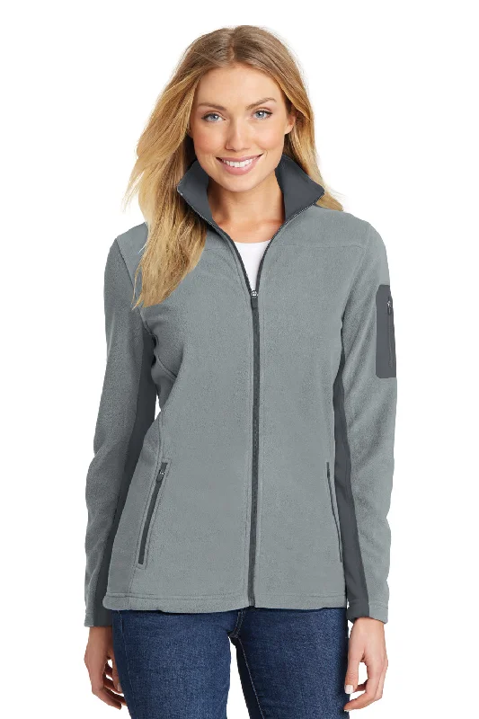 Unique Design Port Authority Womens Summit Full Zip Fleece Jacket - Frost Grey/Magnet Grey