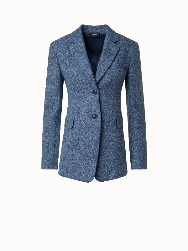 Simple Matching Long Tweed Flannel Jacket in Cashmere Linen