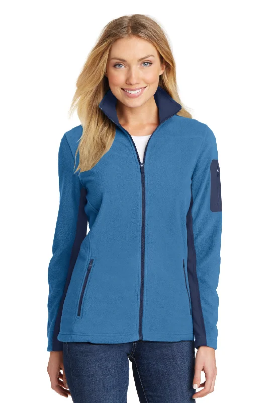 Stunning Fashion Port Authority Womens Summit Full Zip Fleece Jacket - Regal Blue/Dress Navy Blue - Closeout