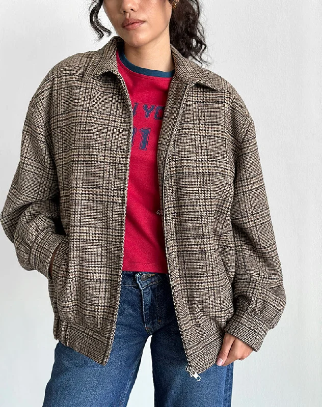 Loose Fit Kassira Jacket in Tonal Brown Check