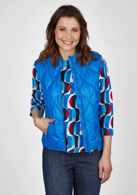 Classic Retro Rabe Quilted Short Gilet, Cobalt Blue