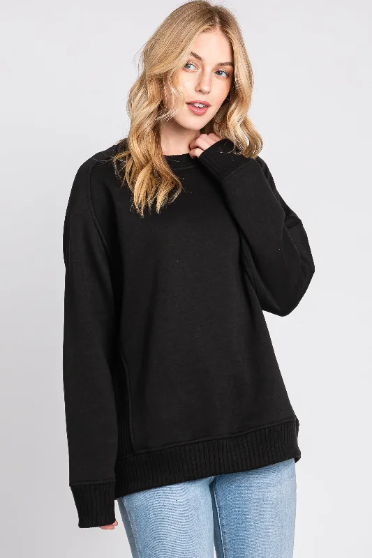 Versatile Items Black Pullover Terry Crewneck