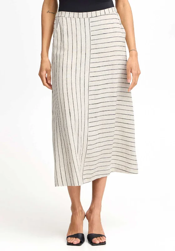 Sexy Fun B.Young Johanna Striped Midi Shirt, Linen Black