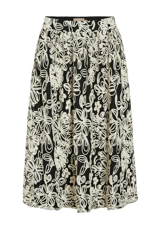 British Style Vila Kala Floral Print Midi Skirt, Meteorite