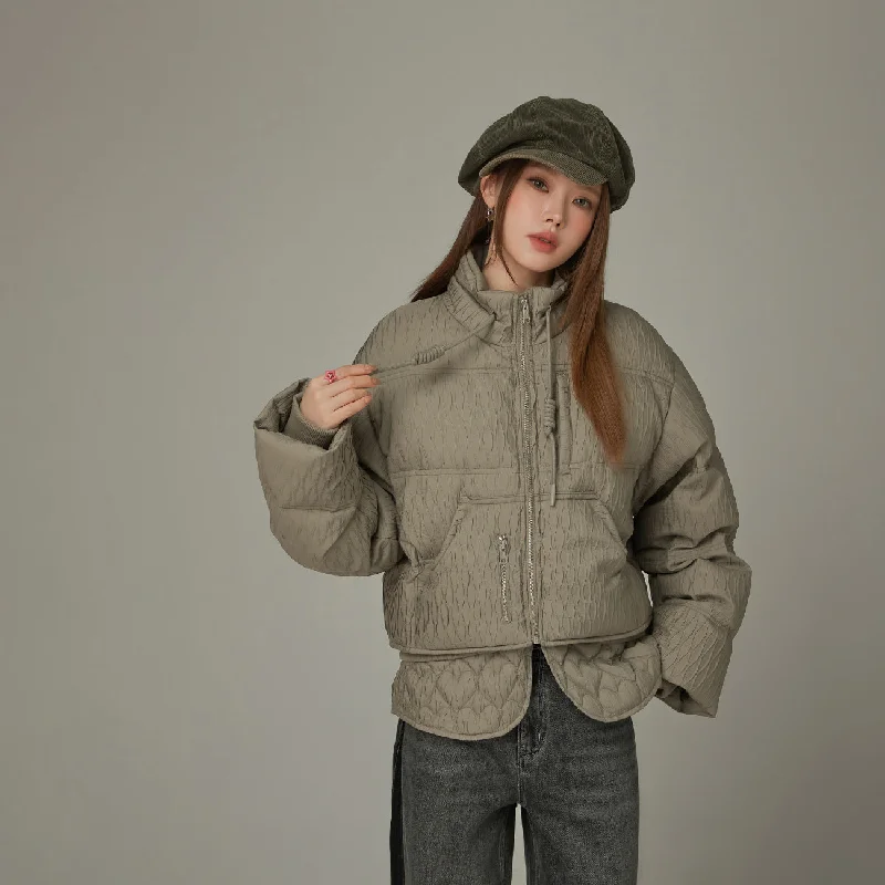 Dynamic Fashion Pattern Oversized Layered Padded Jacket