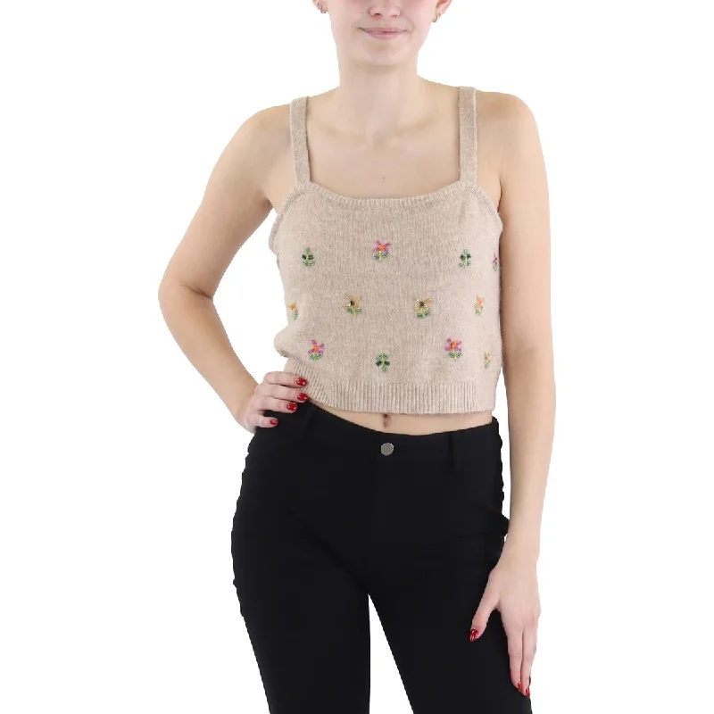 Dessert Matching Womens Square Neck Short Crop Sweater