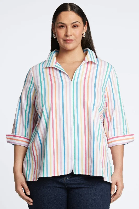 Unique Design Agnes Plus No Iron Rainbow Stripe Popover Shirt