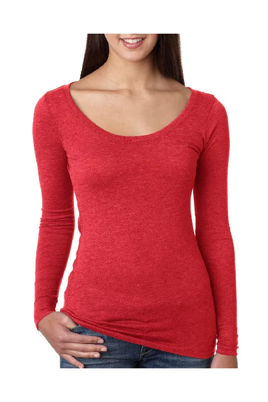 Fresh And Simple Next Level Womens Jersey Long Sleeve Scoop Neck T-Shirt - Vintage Red - Closeout