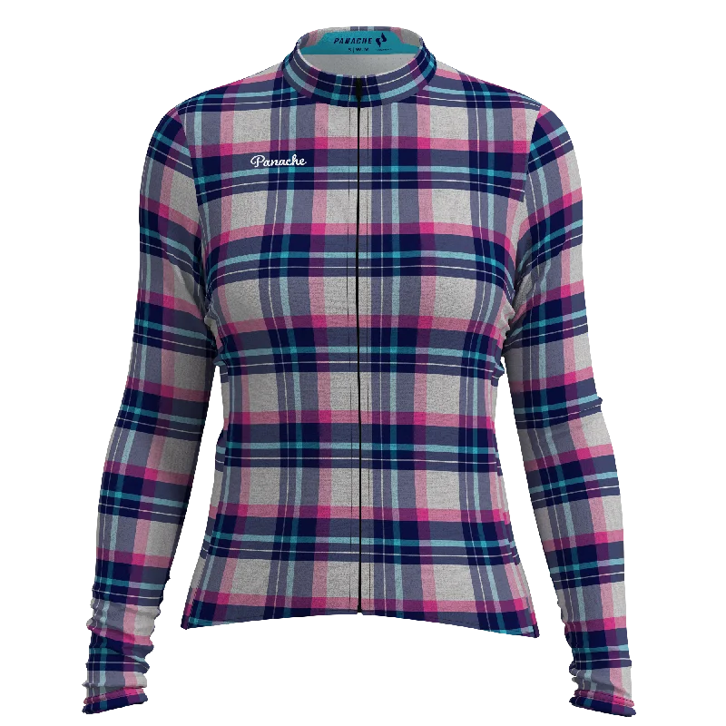 Unique Design W's Pro THERMAL Long Sleeve Jersey - Pink Plaid