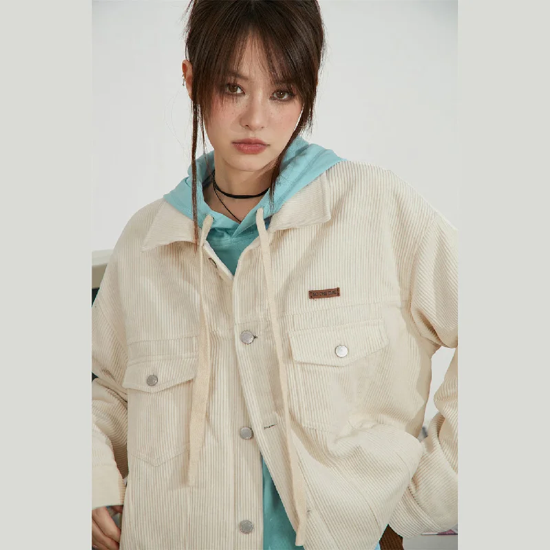 Fashionable Items Collar Button-Up Cotton Corduroy Style Jacket