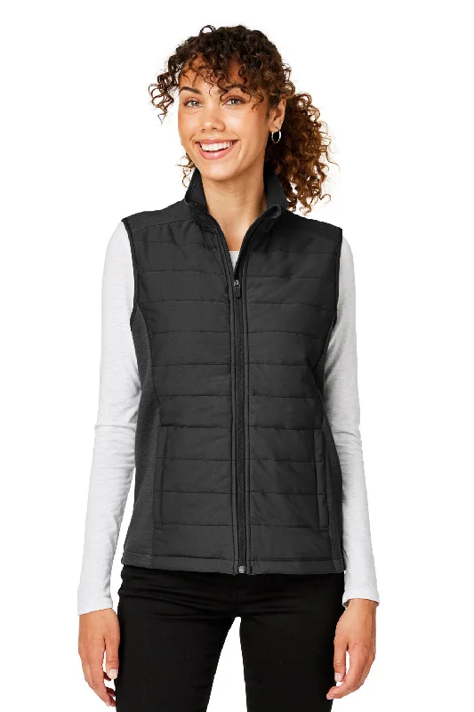 Wearable At Home Or Out Devon & Jones Womens New Classics Charleston Hybrid Full Zip Vest - Black Melange/Black