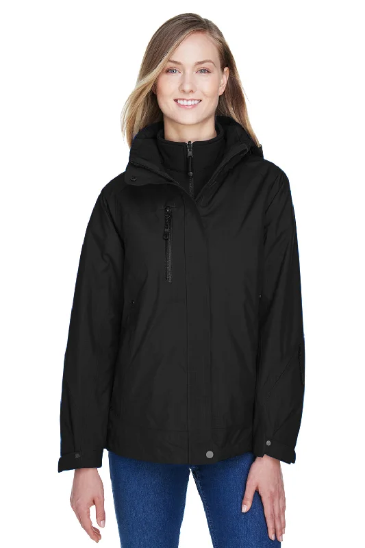 Fashionable Items North End Womens Caprice 3-in-1 Waterproof Full Zip Hooded Jacket - Black