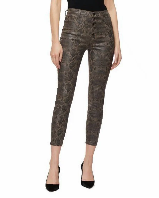 Personalized Clothing Lillie High Rise Snake Print Skinny Coated Crop Jeans In Coated Boa