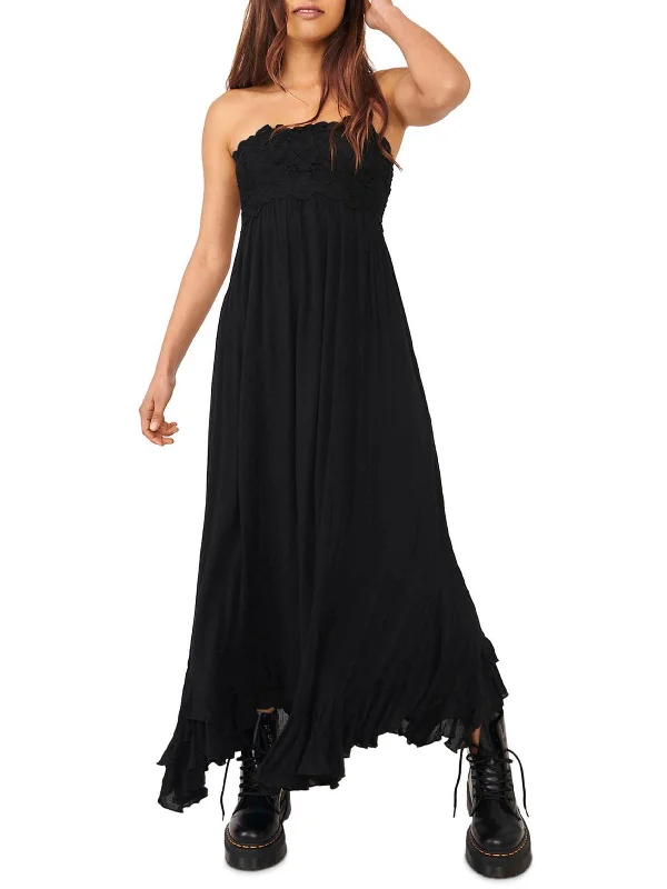 Sexy Fun Adella Womens Smocked Strapless Maxi Dress