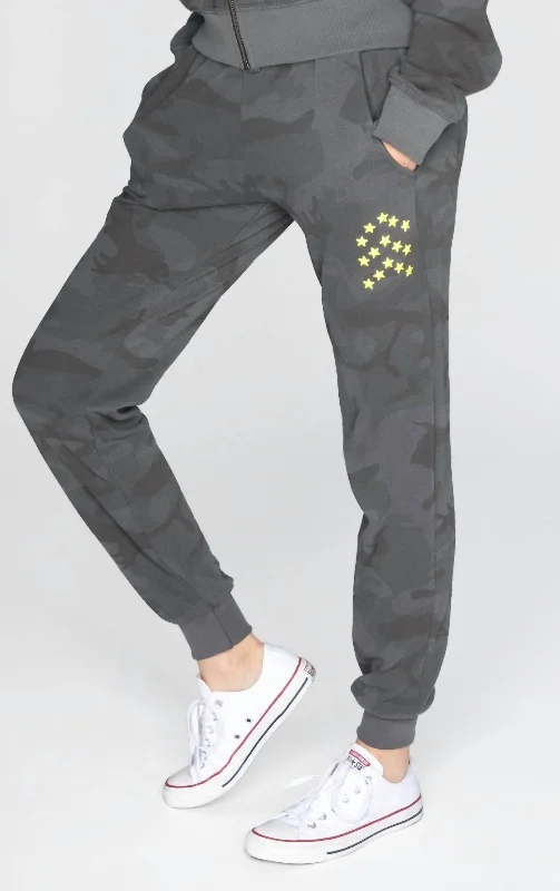 Luxury And Elegant Black Camo -Flat Pocket Sweatpants In Vintage Black