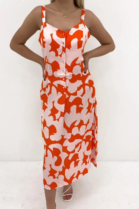 Noble And Elegant Calypso Dress Calypso Print Orange